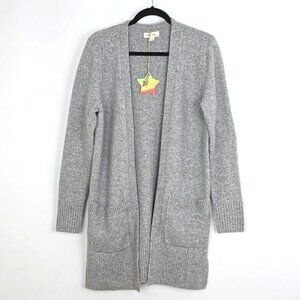 Tres Chic Women's Grey Wool Blend Open Front Long Length Cardigan Pockets Size S